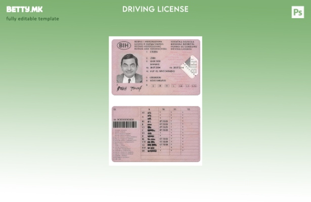 Модерен стил шаблон за возачка дозвола Босна и Херцеговина